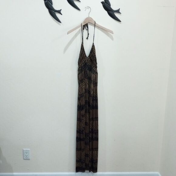 T-Bags Los Angeles Braided Halter Tiger Stripe Maxi Dress - Size S - Picture 7 of 12